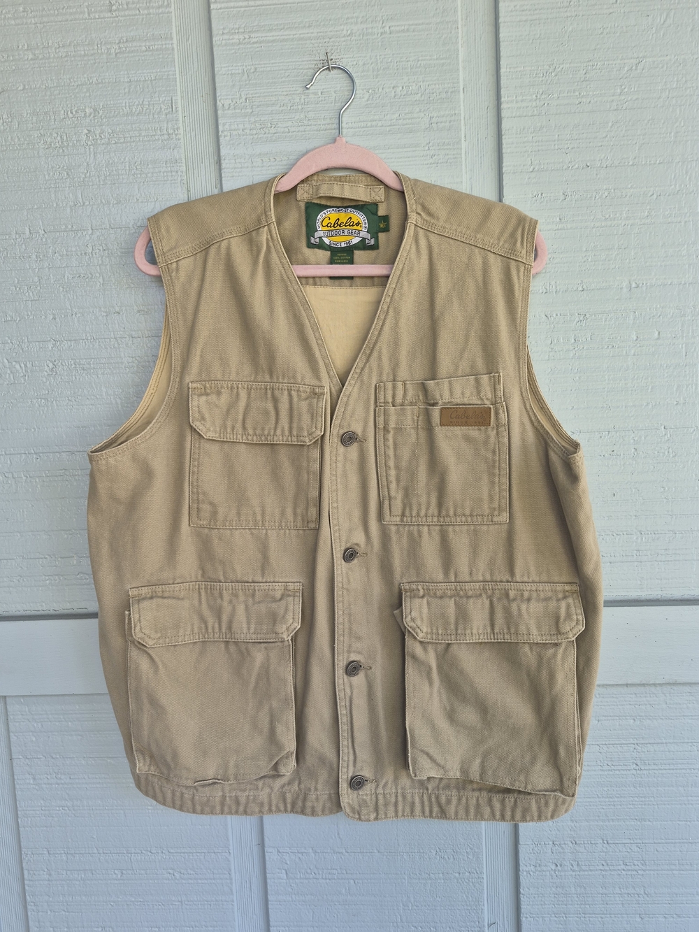 Mens Cabela's Beige Hunting, Fishing, Tacticle Utility Field Vest Large